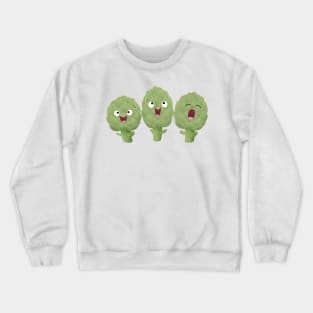 Cute singing artichokes cartoon illustration Crewneck Sweatshirt